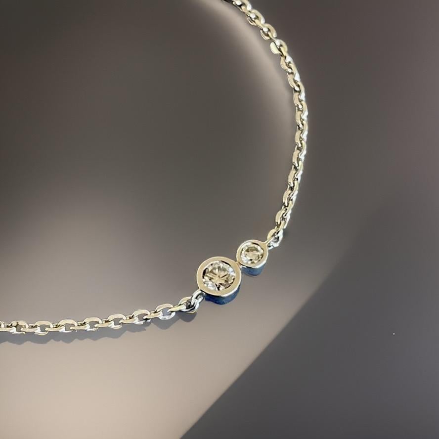 Cervin Blanc 18ct White Gold Diamond Bracelet 0.30ct Solitaire ‘You & I’ Classic In New Condition For Sale In Ilford, GB