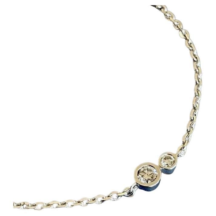 Cervin Blanc 18ct White Gold Diamond Bracelet 0.30ct Solitaire ‘You & I’ Classic For Sale