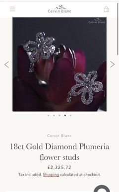 Cervin Blanc 18ct White Gold Diamond Earrings 0.64ct Plumeria Flower Solitaire