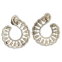Cervin Blanc Boucles d'oreilles en or blanc 18 carats avec diamants 1 carat d'avant à l'arrière