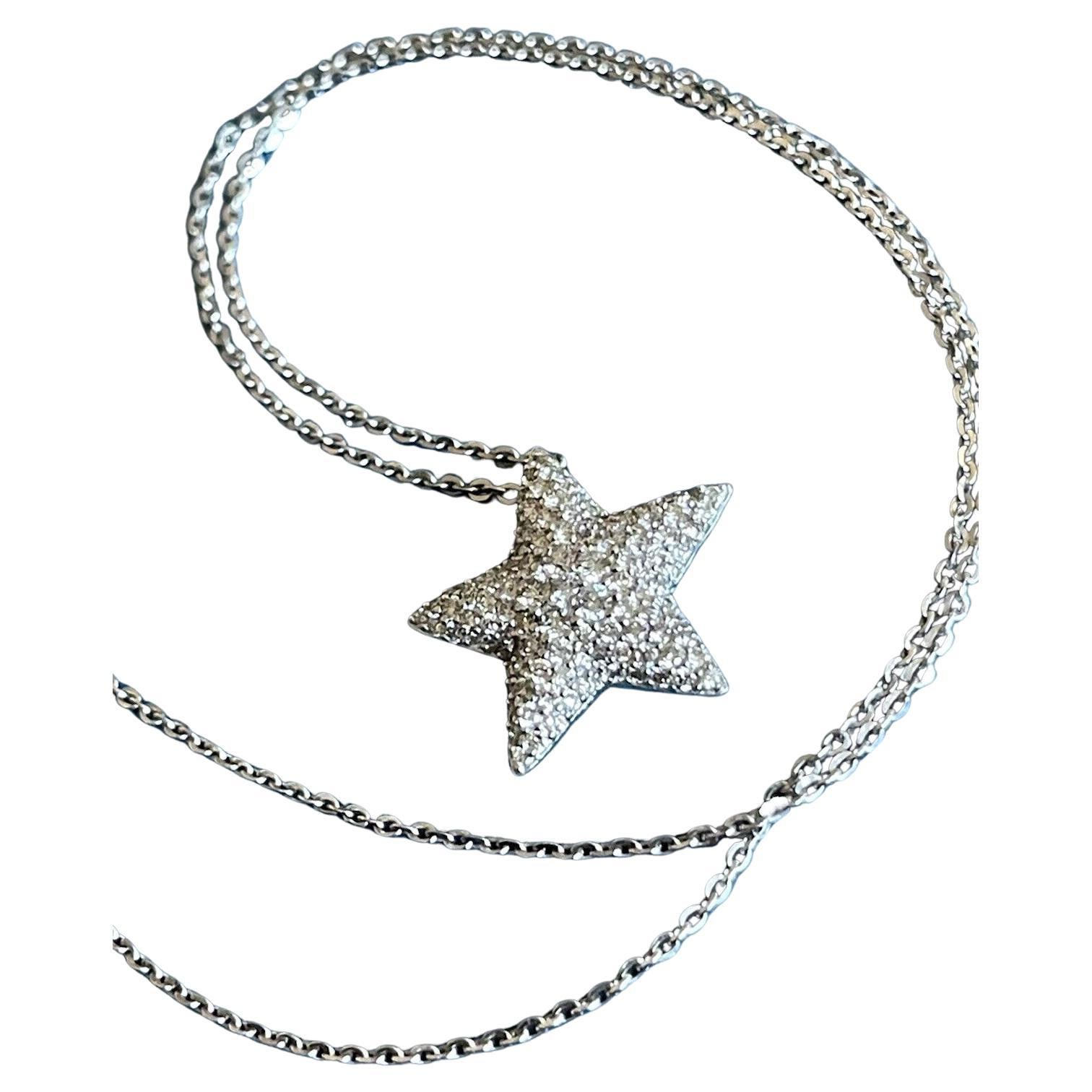 Cervin Blanc 18ct White Gold Diamond Necklace 1ct Star Pendant & Chain One Carat For Sale