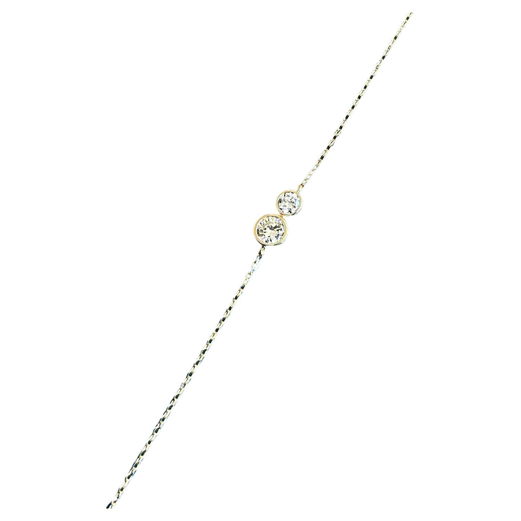 Cervin Blanc 18ct Yellow Gold Diamond Bracelet 0.30ct Solitaire ‘You & I’ For Sale