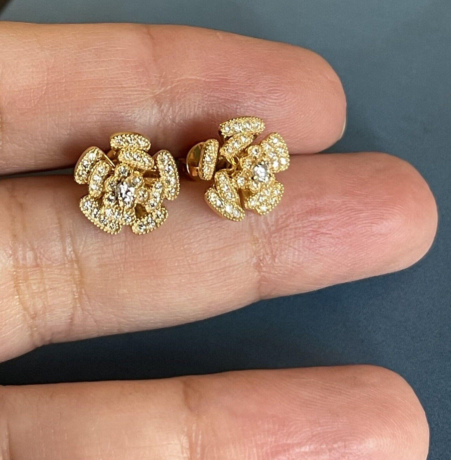 Women's Cervin Blanc 18ct Yellow Gold Diamond Earrings 0.50ct Alpine Rose Studs VS For Sale