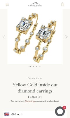 Cervin Blanc 18ct Yellow Gold Diamond Earrings 0.65ct Inside Out Hoops Swiss