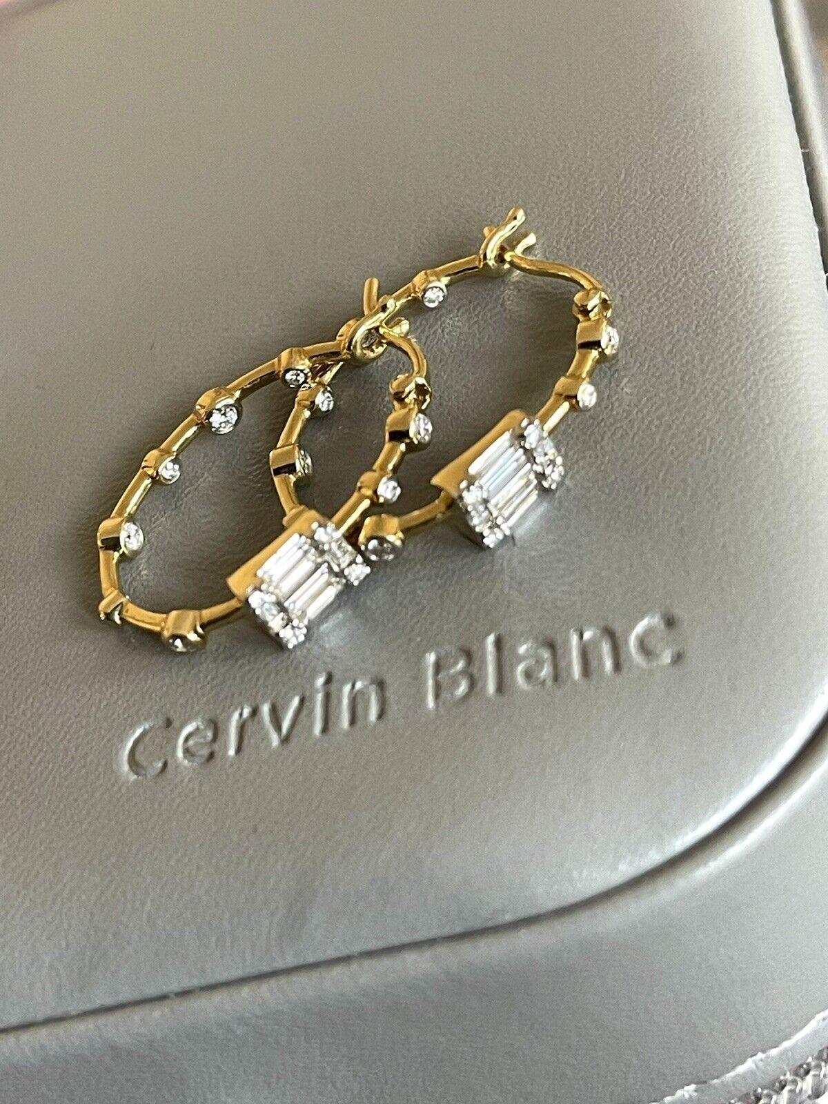 Women's Cervin Blanc 18ct Yellow Gold Diamond Earrings 0.65ct Inside Out Hoops Swiss For Sale