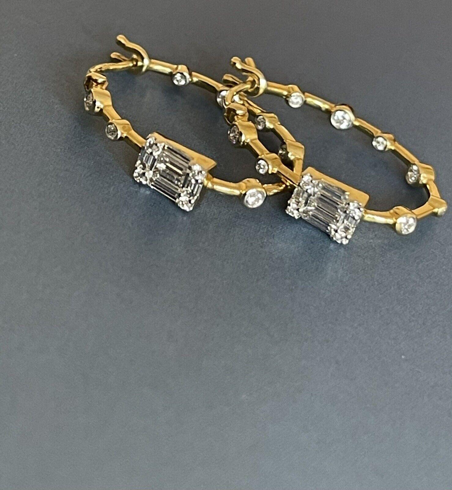 Cervin Blanc 18ct Yellow Gold Diamond Earrings 0.65ct Inside Out Hoops Swiss For Sale 1