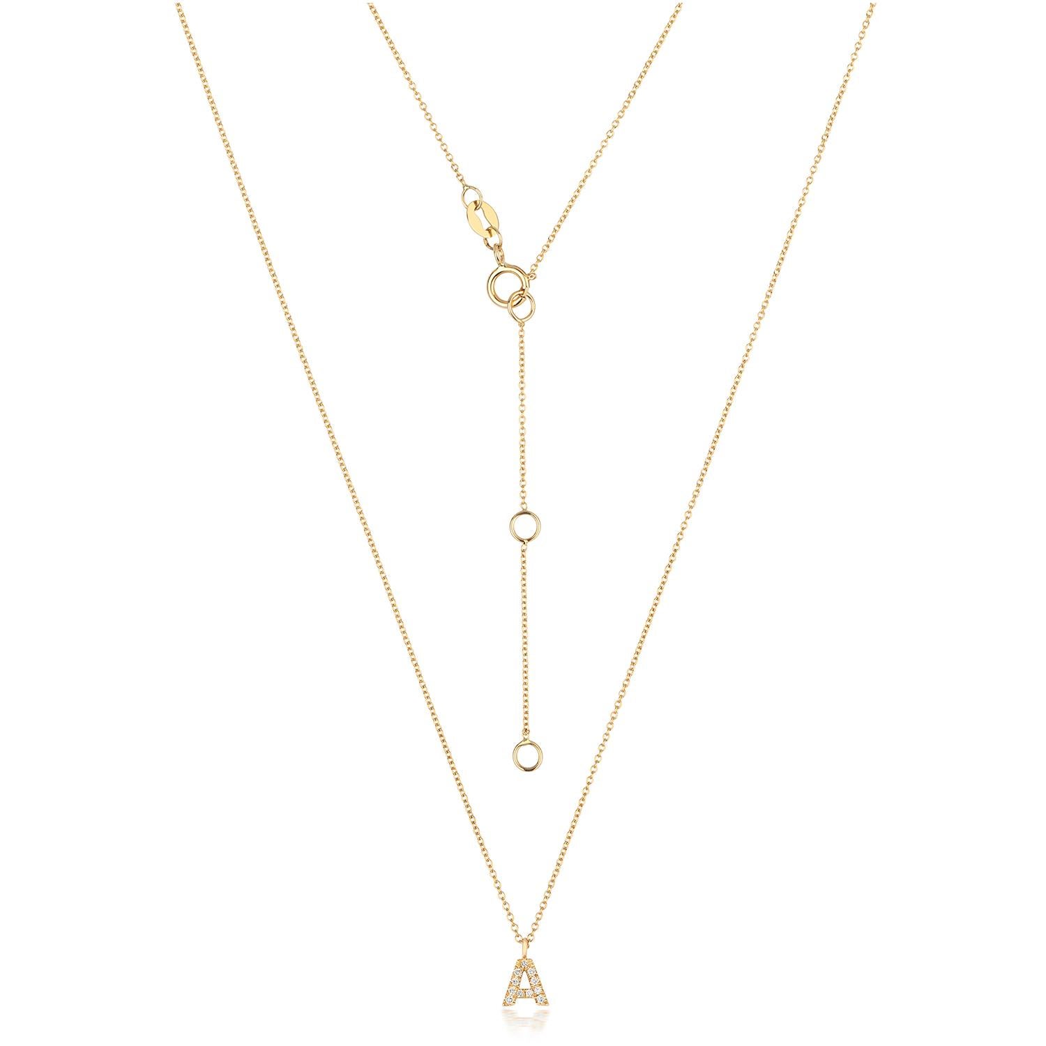 Cervin Blanc DIAMOND INITIAL A NECKLACE IN 18CT GOLD In New Condition For Sale In Ilford, GB