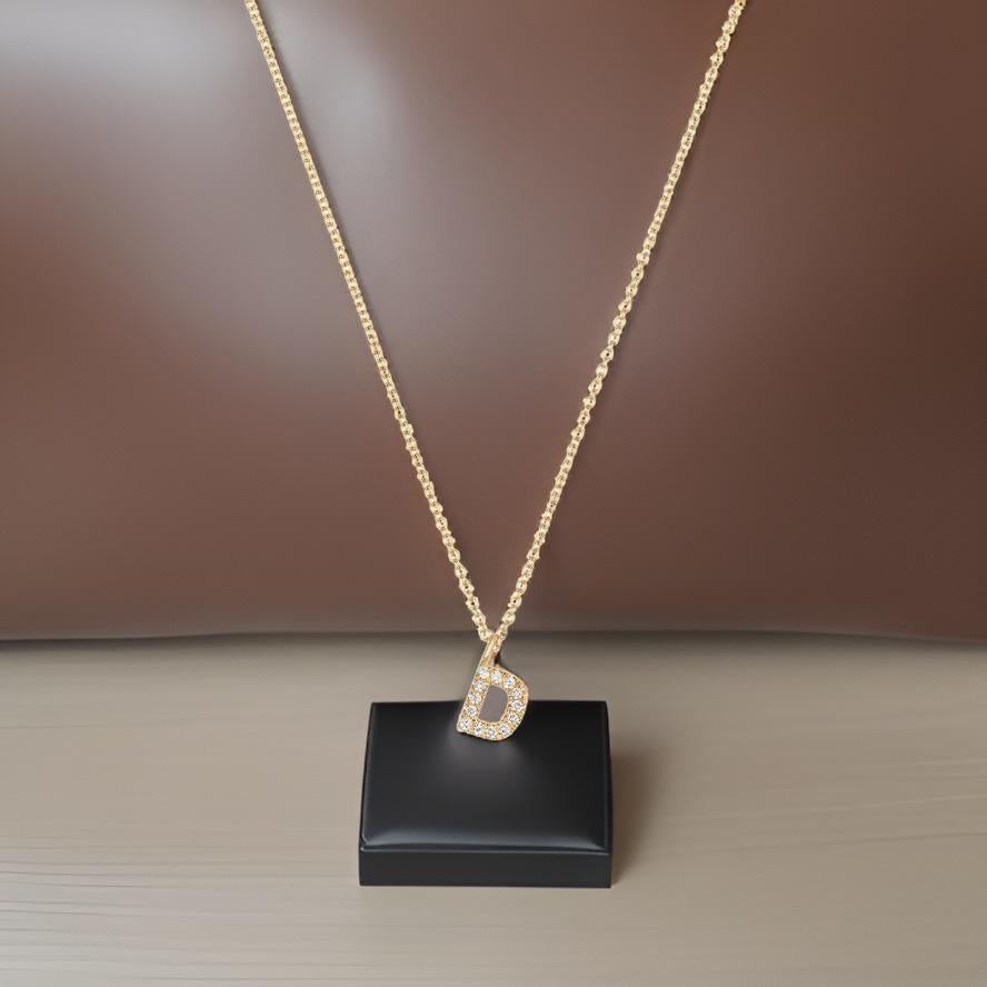 Women's Cervin Blanc DIAMOND INITIAL D NECKLACE IN 18CT GOLD For Sale