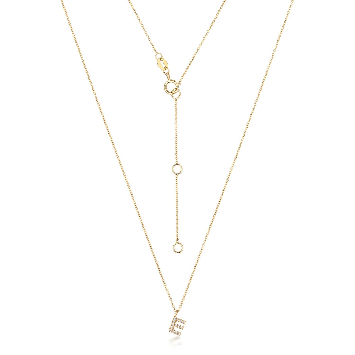 Cervin Blanc DIAMOND INITIAL E NECKLACE IN 18CT GOLD In New Condition For Sale In Ilford, GB