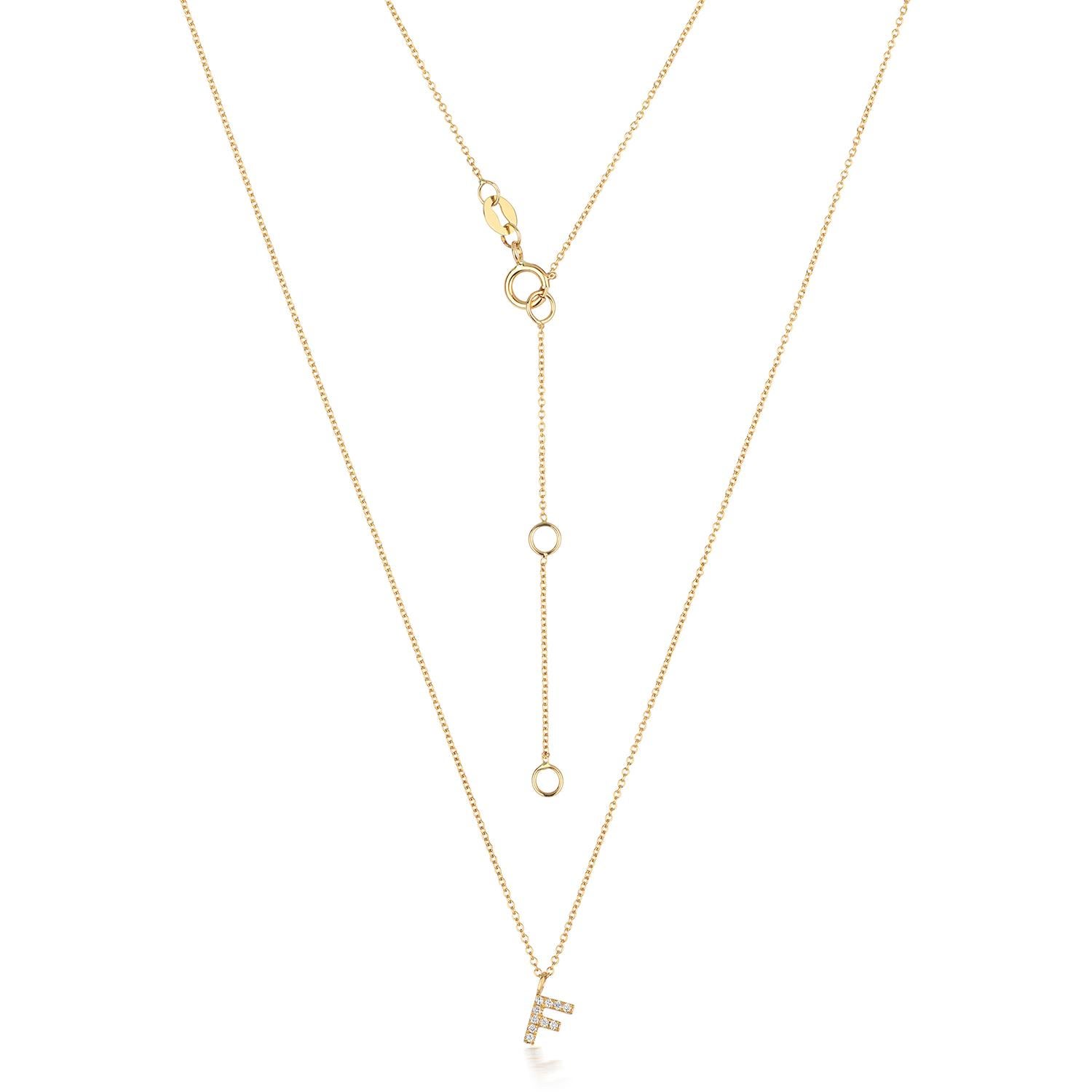 Cervin Blanc DIAMOND INITIAL F NECKLACE IN 18CT GOLD In New Condition For Sale In Ilford, GB