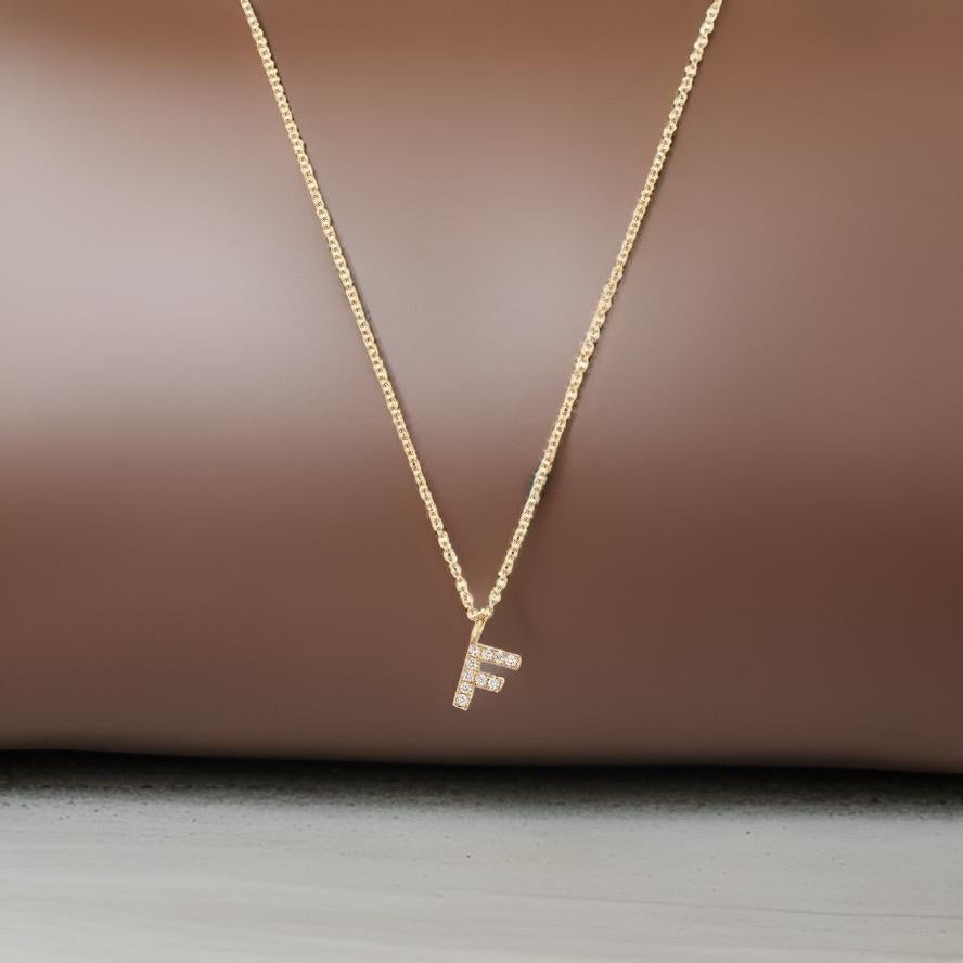 Women's Cervin Blanc DIAMOND INITIAL F NECKLACE IN 18CT GOLD For Sale