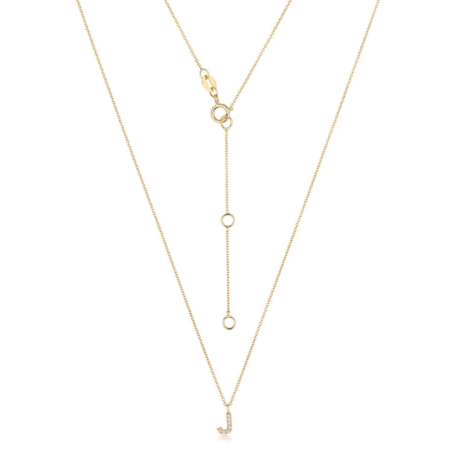 Cervin Blanc DIAMOND INITIAL J NECKLACE IN 18CT GOLD In New Condition For Sale In Ilford, GB