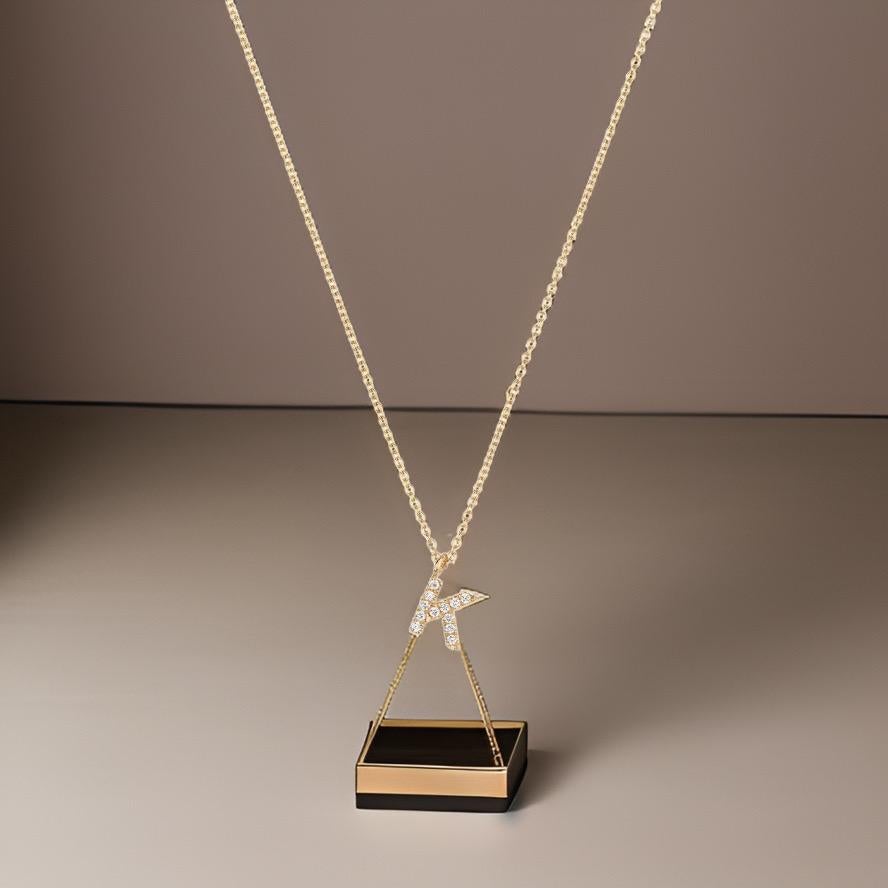 Cervin Blanc DIAMOND INITIAL K NECKLACE IN 18CT GOLD In New Condition For Sale In Ilford, GB