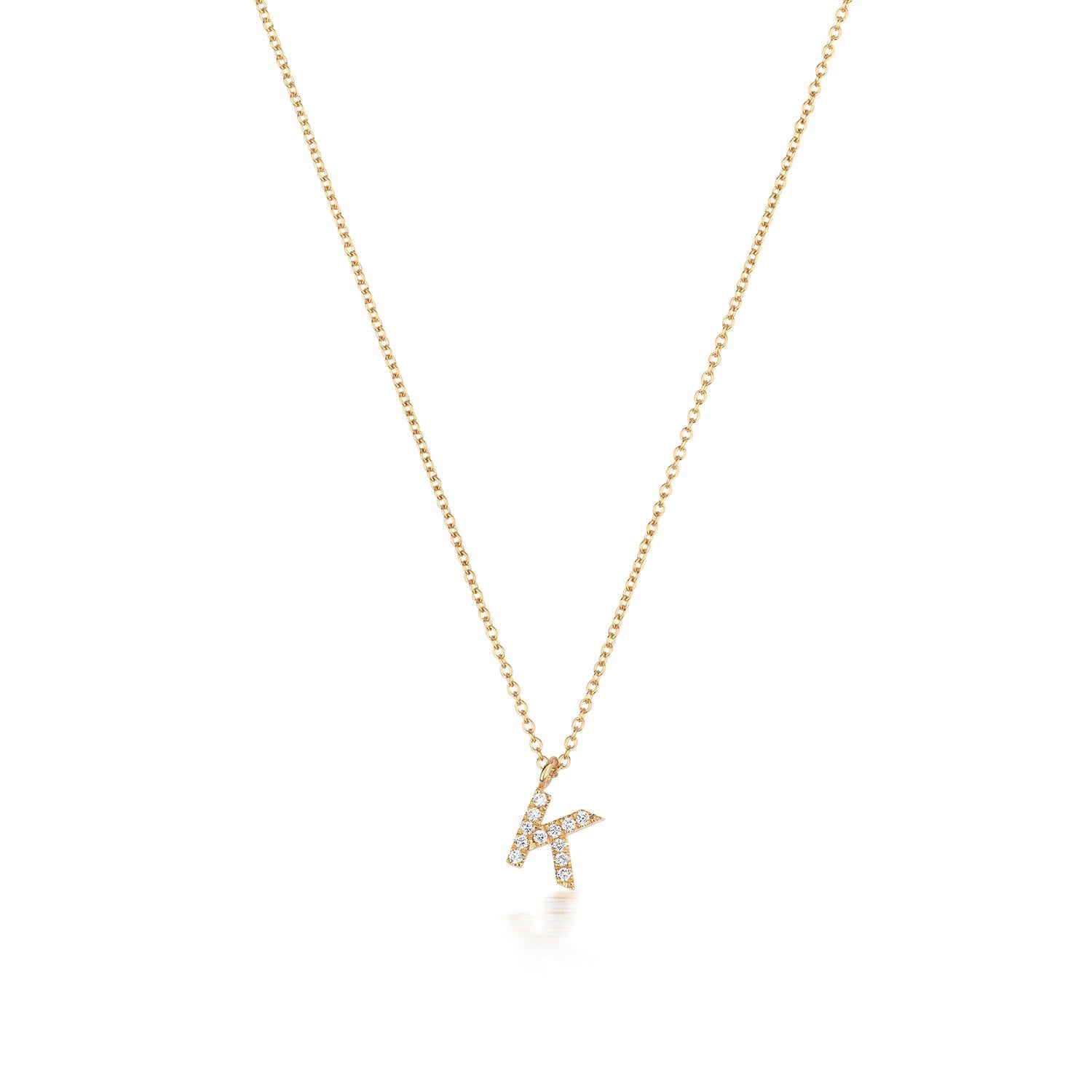 Women's Cervin Blanc DIAMOND INITIAL K NECKLACE IN 18CT GOLD For Sale
