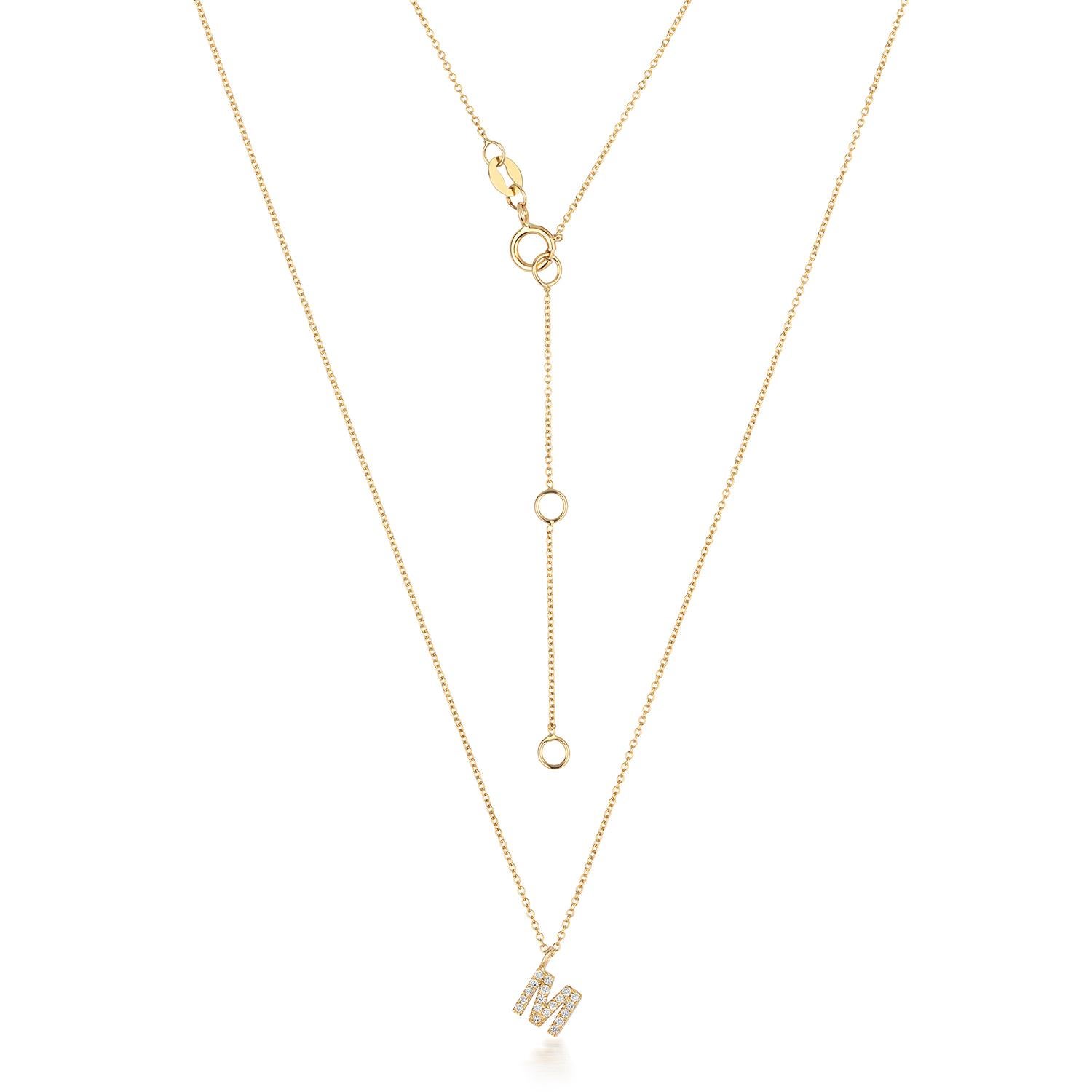 Women's Cervin Blanc DIAMOND INITIAL M NECKLACE IN 18CT GOLD For Sale