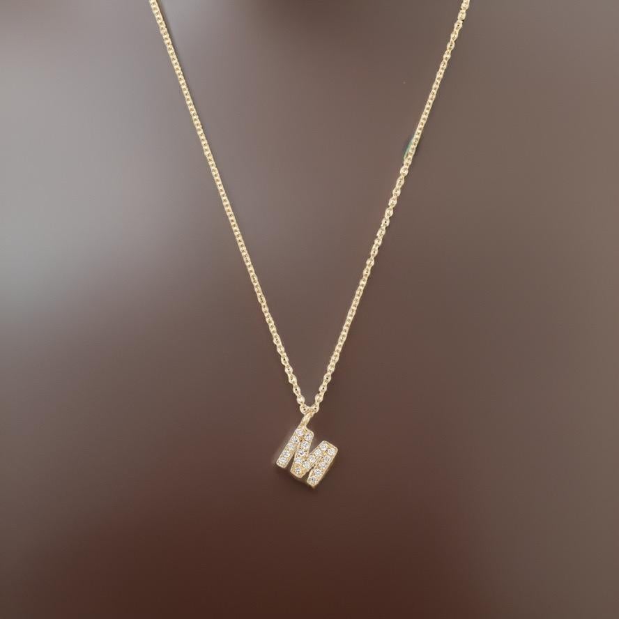 Cervin Blanc DIAMOND INITIAL M NECKLACE IN 18CT GOLD For Sale 1
