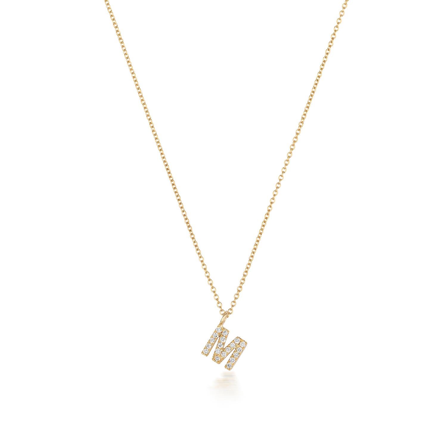 Cervin Blanc DIAMOND INITIAL M NECKLACE IN 18CT GOLD For Sale 2