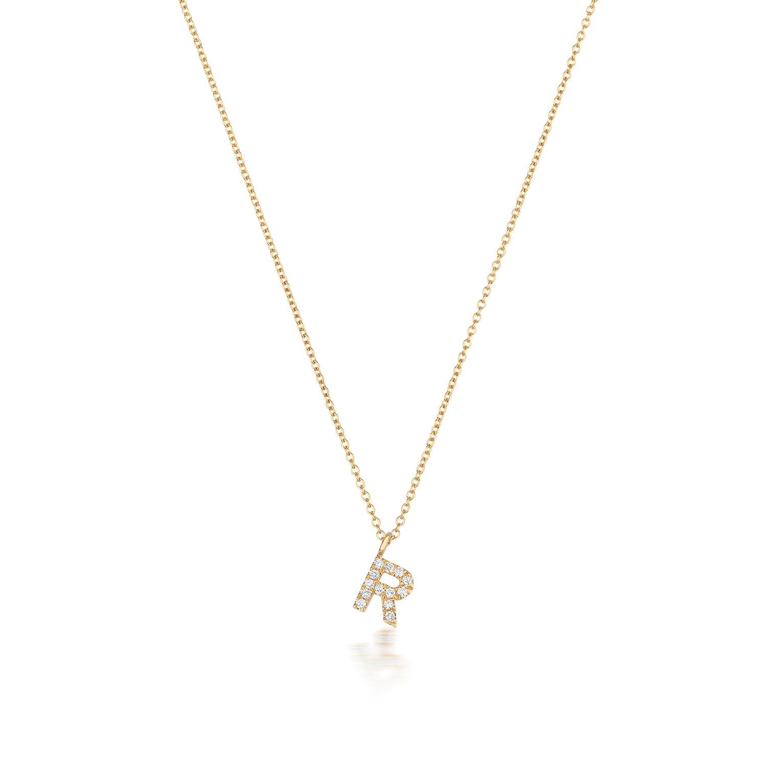 Women's Cervin Blanc DIAMOND INITIAL R NECKLACE IN 18CT GOLD For Sale