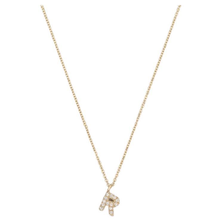 Cervin Blanc DIAMOND INITIAL R NECKLACE IN 18CT GOLD For Sale