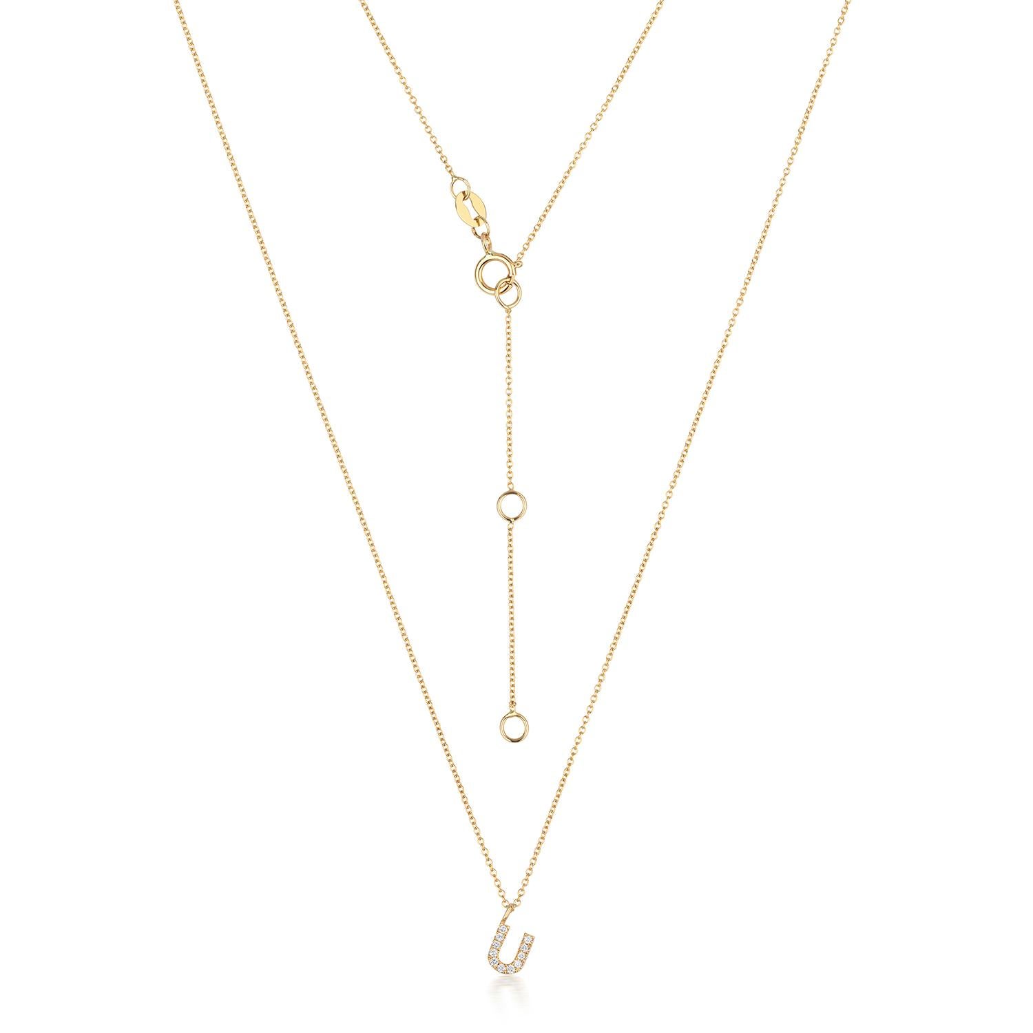 Cervin Blanc DIAMOND INITIAL U NECKLACE IN 18CT GOLD In New Condition For Sale In Ilford, GB