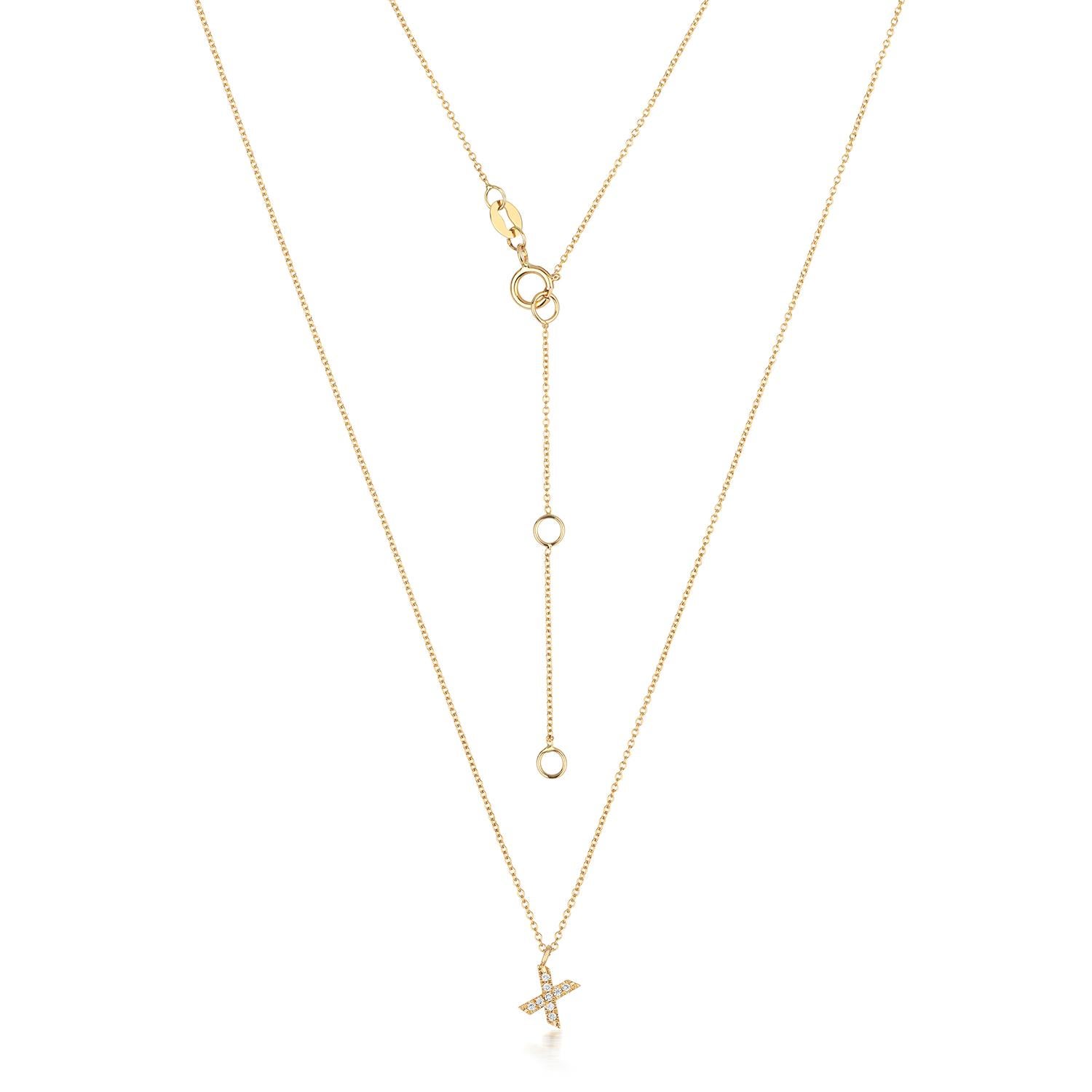 Cervin Blanc DIAMOND INITIAL X NECKLACE IN 18CT GOLD In New Condition For Sale In Ilford, GB