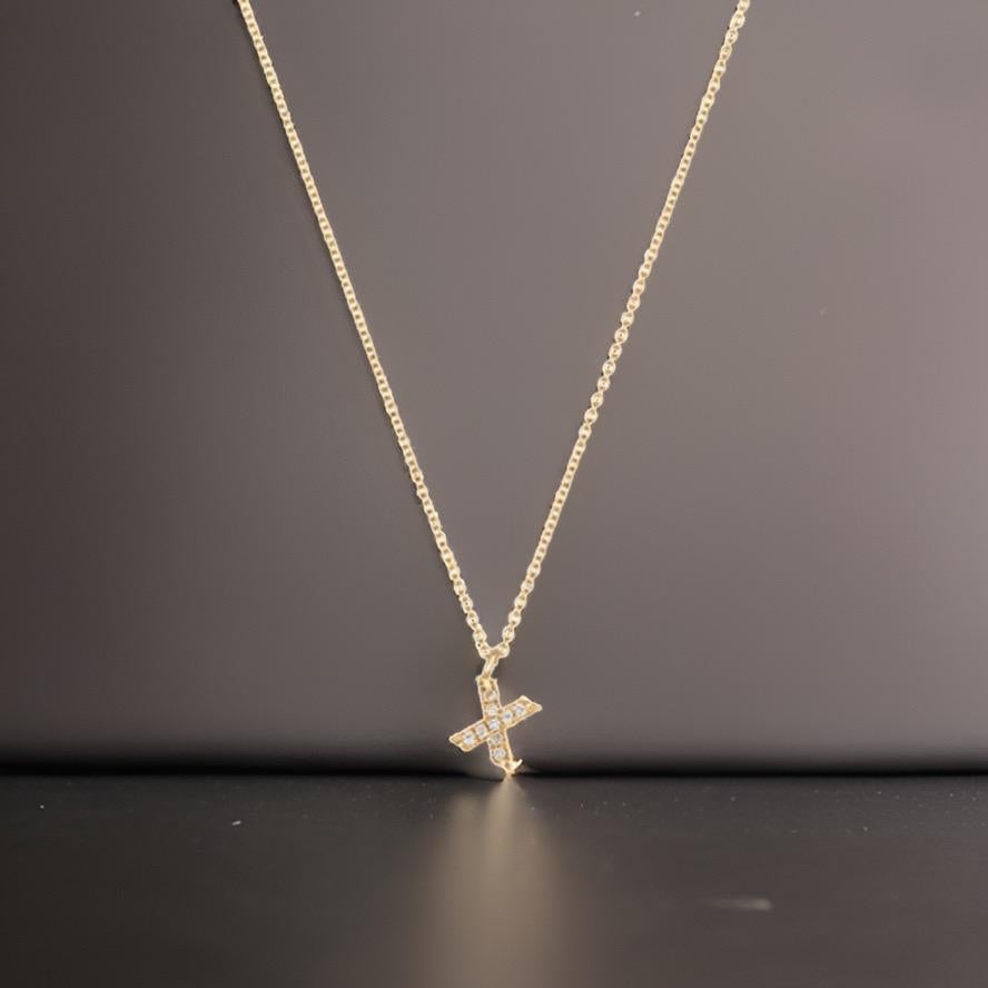 Cervin Blanc DIAMOND INITIAL X NECKLACE IN 18CT GOLD For Sale 1