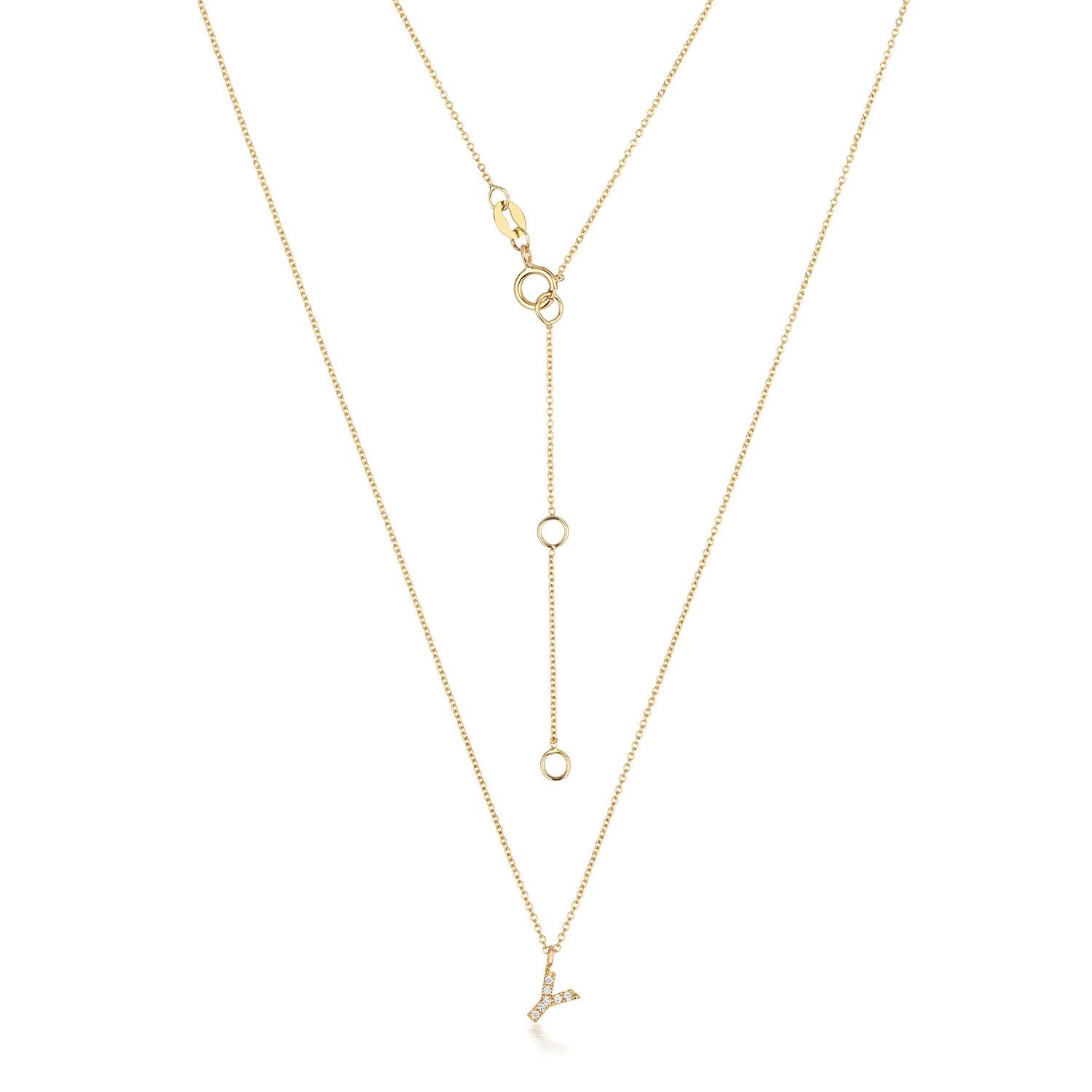 Cervin Blanc DIAMOND INITIAL Y NECKLACE IN 18CT GOLD In New Condition For Sale In Ilford, GB