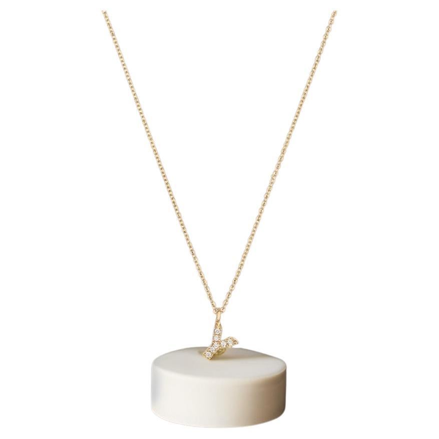 Cervin Blanc DIAMOND INITIAL Y NECKLACE IN 18CT GOLD For Sale
