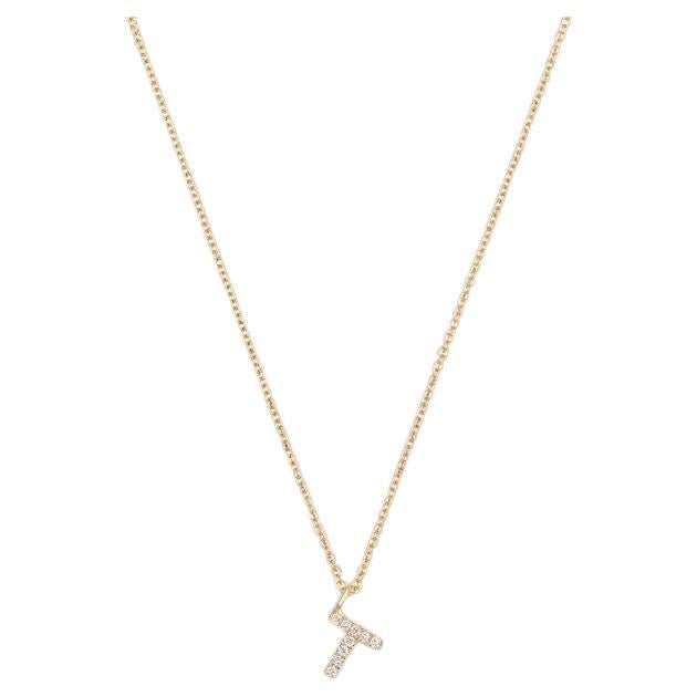 Cervin Blanc YELLOW GOLD DIAMOND INITIAL T NECKLACE IN 18CT GOLD            For Sale