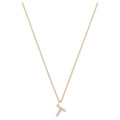 Cervin Blanc Collier T initial en or 18 carats avec diamants jaunes           