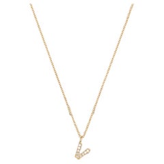 Cervin Blanc YELLOW GOLD DIAMOND INITIAL V NECKLACE IN 18CT GOLD