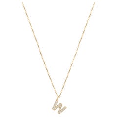 Cervin Blanc YELLOW GOLD DIAMOND INITIAL W NECKLACE IN 18CT GOLD