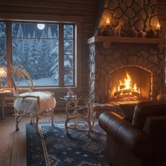 Silla Escultural Cervo Bianco con Estructura de Madera de Haya