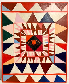 Large French Australian Bold Graphic Abstract Pattern Oil Painting Ces McCully