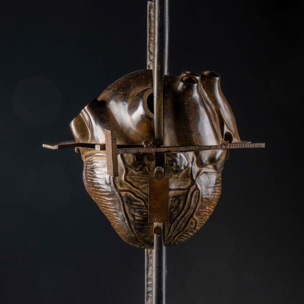 Late 20th Century Cesar (1921-1998) 'burst Heart' Patinated Bronze. Bocquel Cast Iron Numbered O For Sale