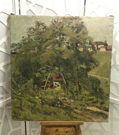 House seen from above by César Alphonse Bolle - Oil on canvas 64x68 cm