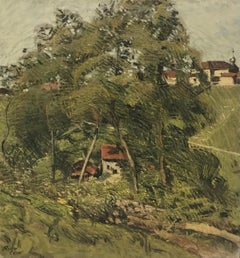 Vintage House seen from above by César Alphonse Bolle - Oil on canvas 64x68 cm 