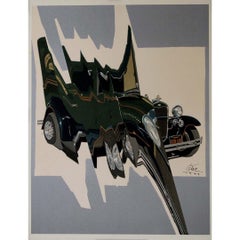 1973 original lithography "Compression de Bugatti" by César Baldaccini