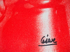 Espansione : Onde Rosse - Litografia originale, firmata con le mani