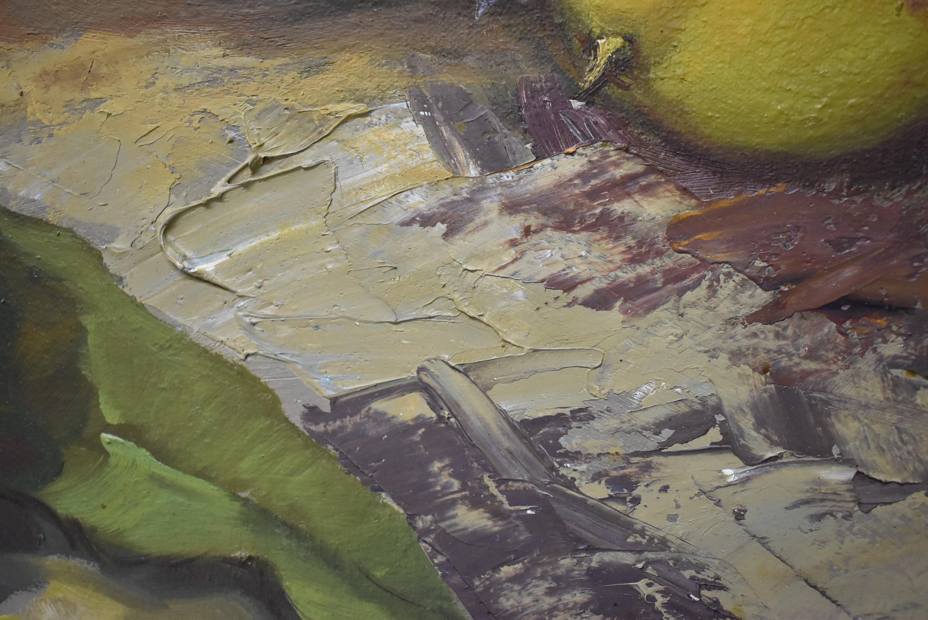 Modern Cesar Buenaventura Oil Still Life on Canvas Mangos, 1962