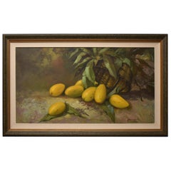 Cesar Buenaventura Oil Still Life on Canvas Mangos, 1962