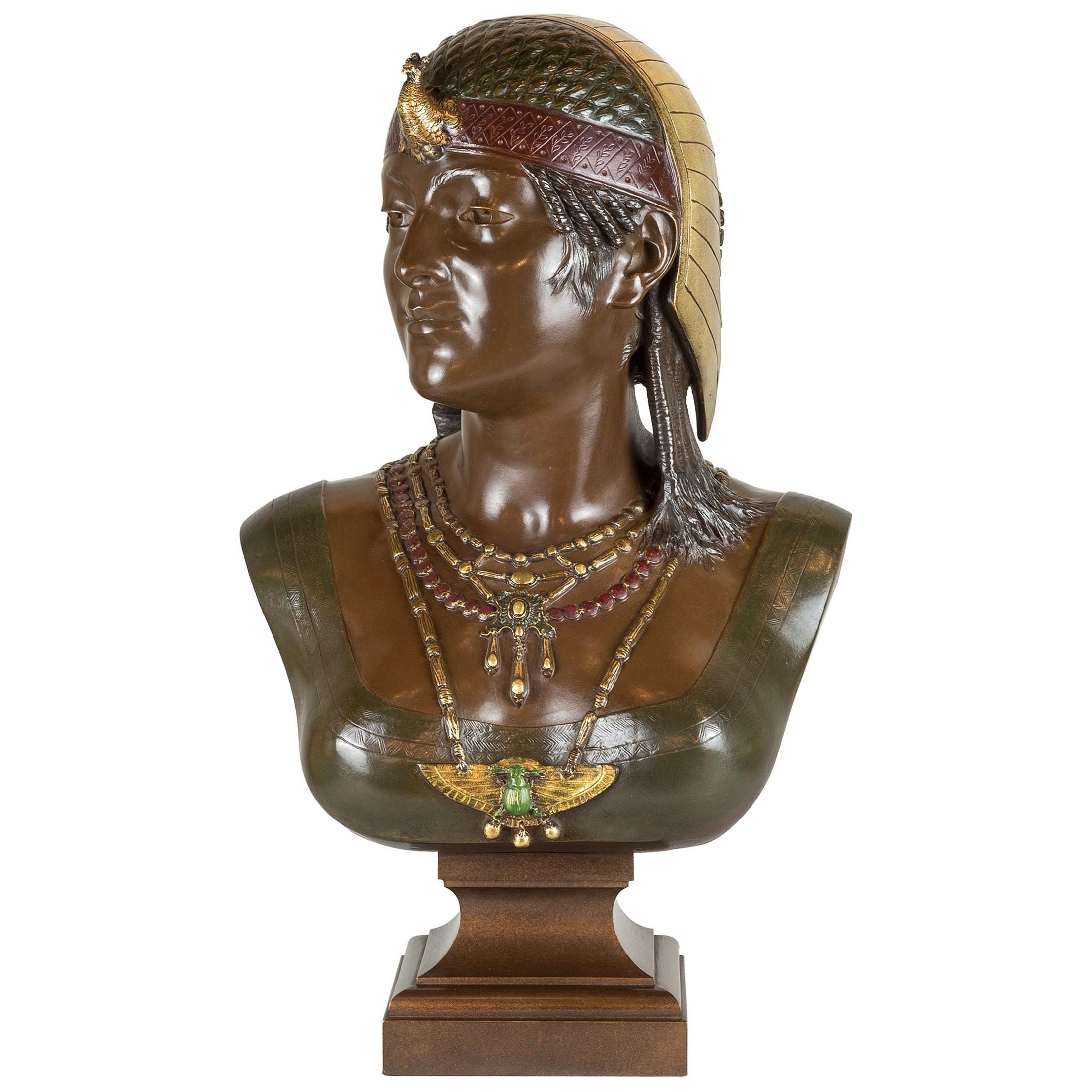 Cesar Ceribelli Patinated Bronze Bust of Cleopatra