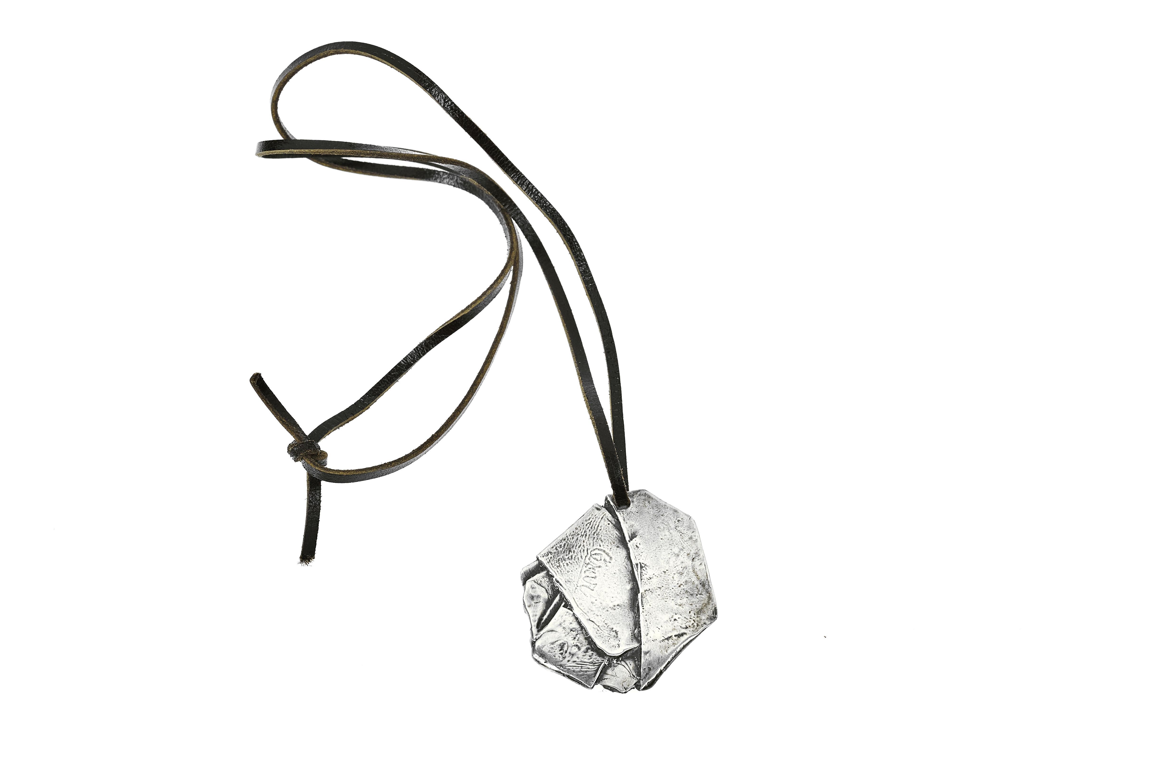 Modern Cesar Compression Pendant, Sterling Silver For Sale