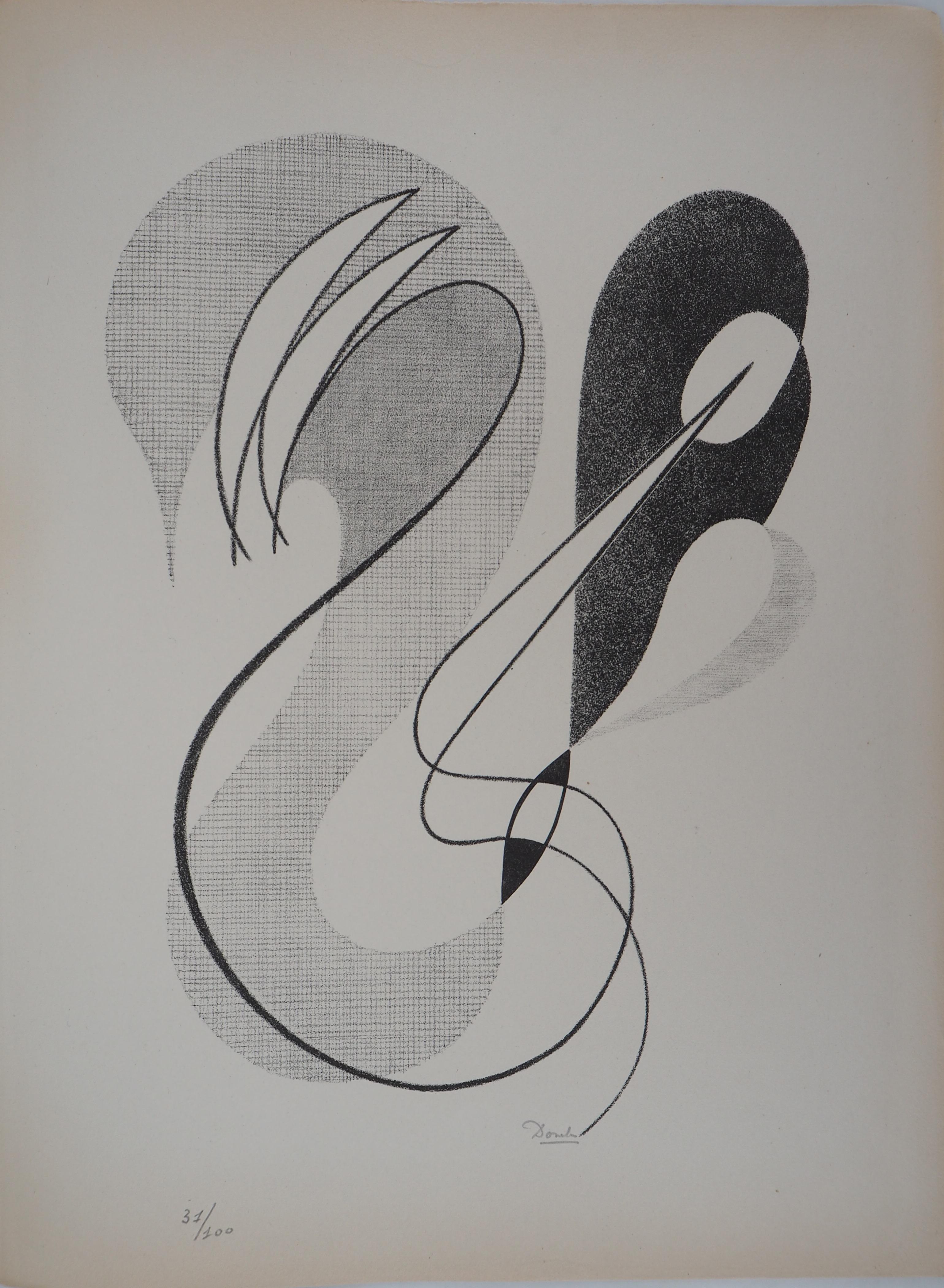 César Domela Abstract Print - Abstract Composition - Original lithograph, Handsigned and Numbered / 100, 1946