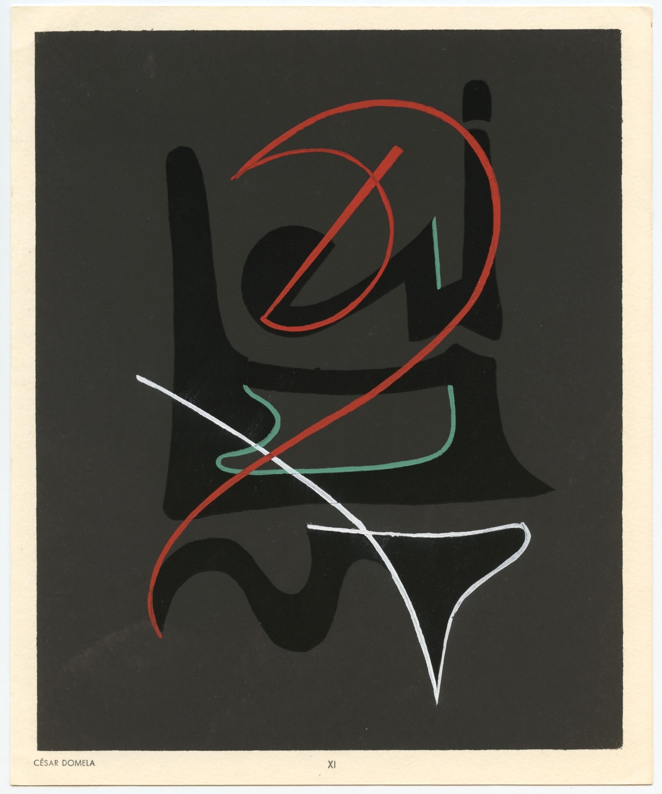 Medium: pochoir. Stampato nel 1952 per il portfolio Temoignages pour l'art abstrait (Testimoni per l'arte astratta) e pubblicato da Editions d'Art d'Aujourd'hui in un'edizione di 1500 copie. Dimensioni: 9 3/8 x 7 3/4 pollici (240 x 195 mm). Non