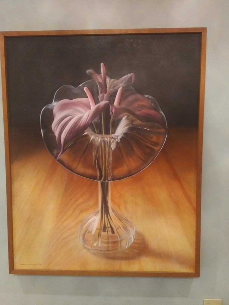 Cesar J Santander Silk Flowers Original Oil Painting By
