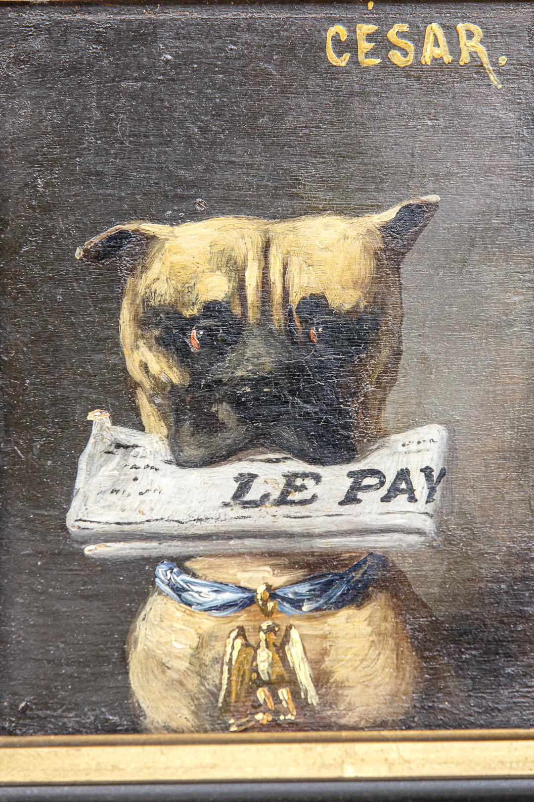 Italian Cesar, Marquis & Brutus Early 20th Century Dog Portrait Oil On Panel