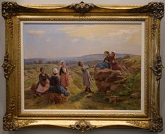 "Riunione informale" - Olio impressionista su tela dei primi del Novecento, 1903