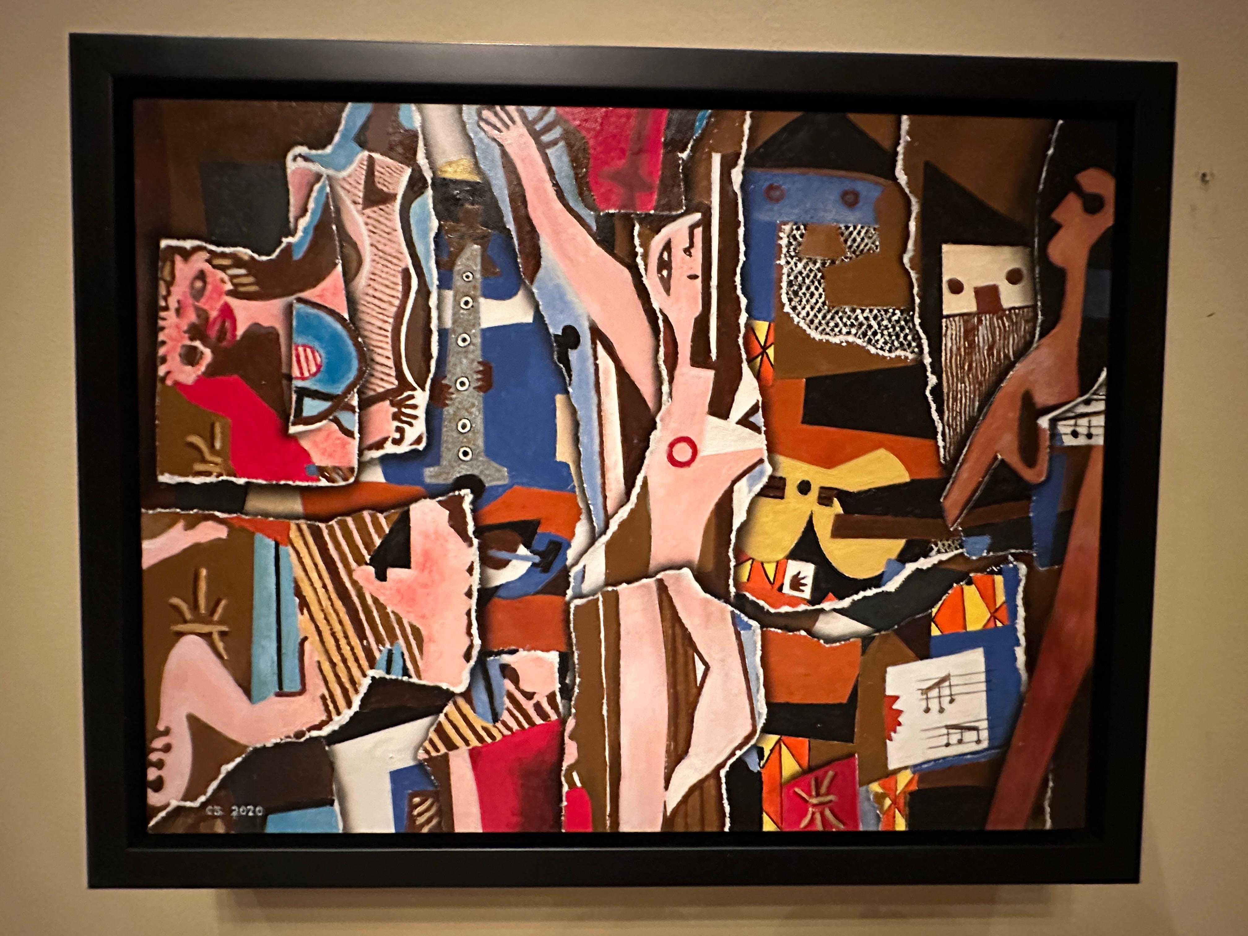 Dancers and Musicians (Torn Up Picasso) Original Oil Painting For Sale 3