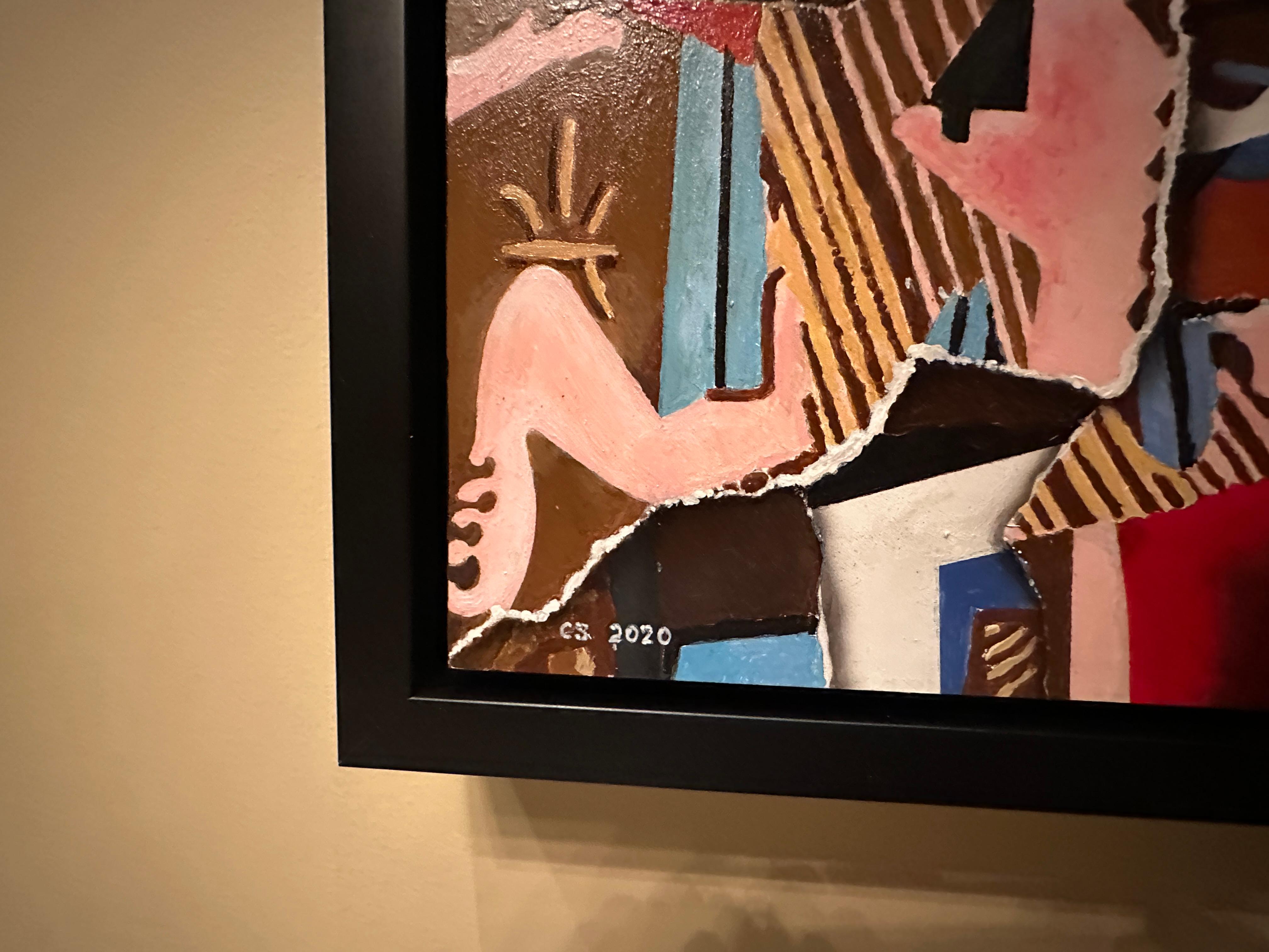 Dancers and Musicians (Torn Up Picasso) Original Oil Painting For Sale 4